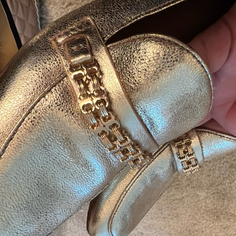Tory Burch gold moccasins size 10